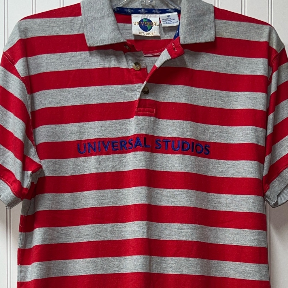 90s Universal Studios Stripe Polo Shirt M Vintage